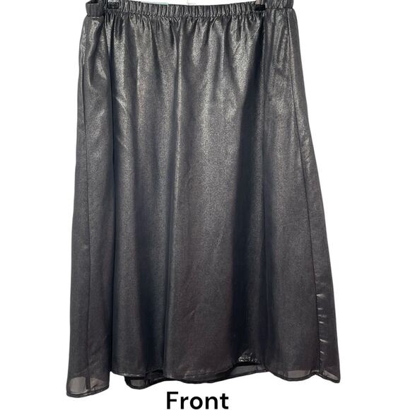Old Navy Women’s XL Metallic Black A-Line Skirt Elastic Waist Midi Length NWT - Picture 2 of 8